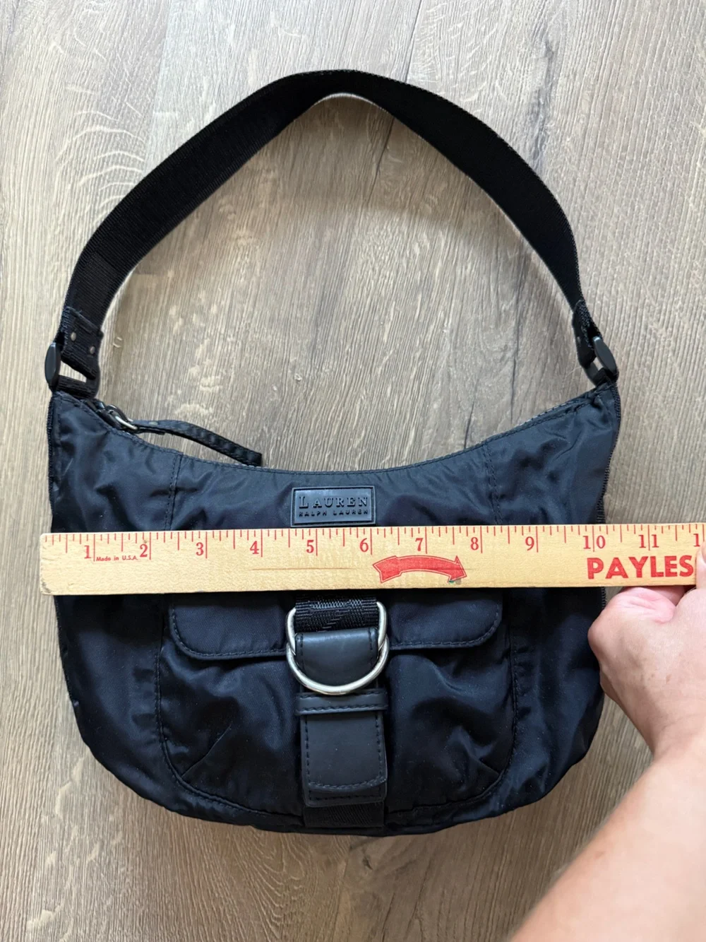 Lauren Ralph Lauren Black nylon Shoulder Hobo with Buckle Detail